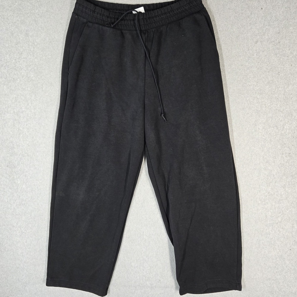Uniqlo Men Pants Black Sweatpants 27" Inseam Baggy Drawstring Elastic Waist